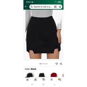 Womens Black‎ High Waist Split Hem Mini Skirt Shorts Zip Back Skort